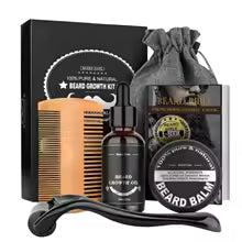 5Pcs Men Beard Barba Grooming Beard Set Beard Growth Oil Men Hair Enhancer Thicker Mustache Grooming Beard Care Oil Comb Bag
